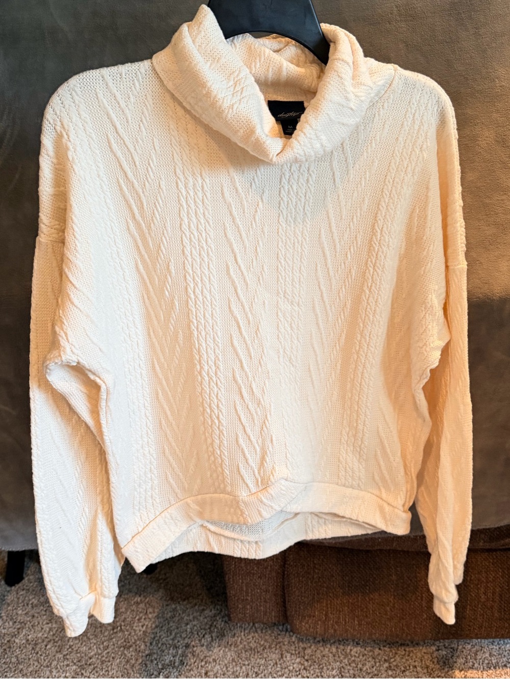 Daytrip Cream Cable-Knit Cowl Neck Sweater
